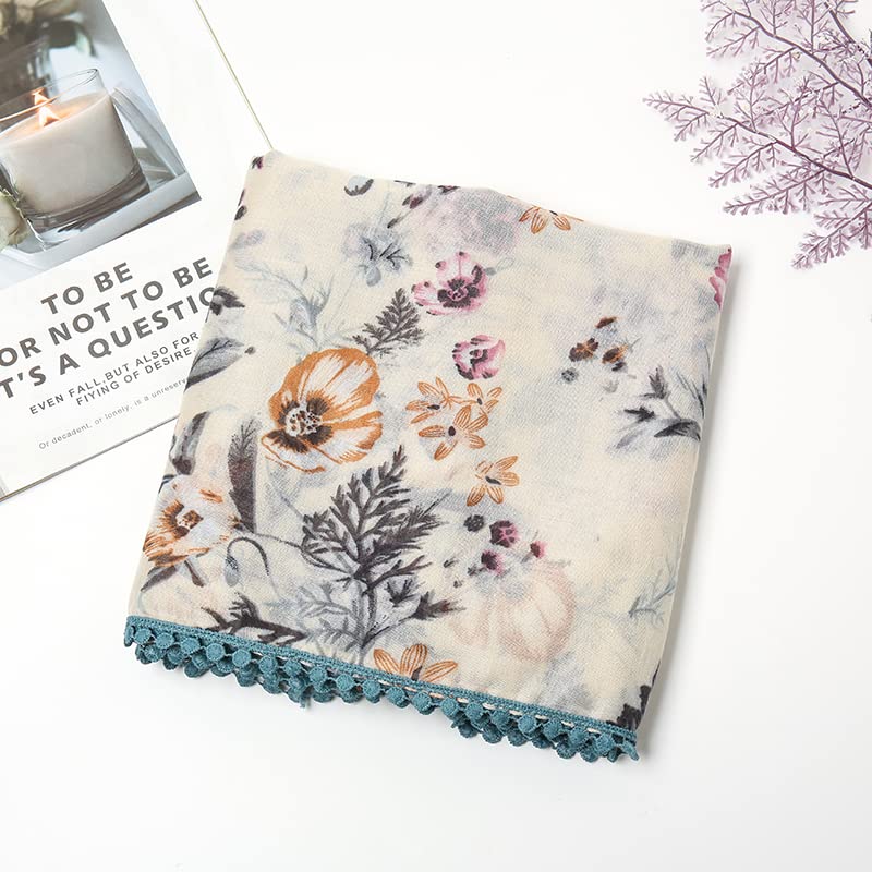 Yeieeo Bohemian Scarf for Women Lightweight Floral Printed Scarf Fashion Fringed Scarves Wraps Shawl - Image 4