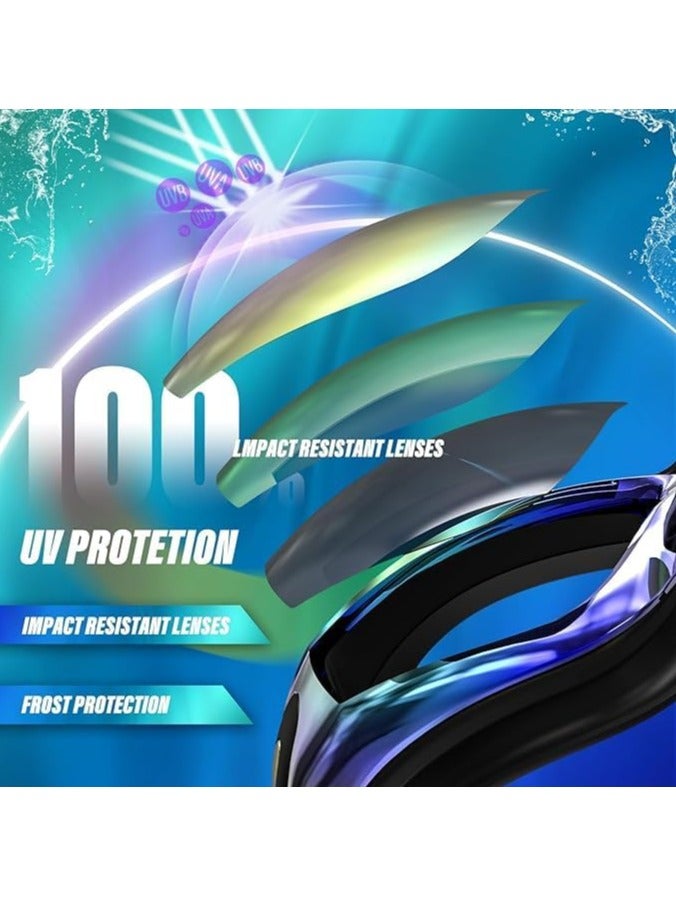 VUCATIN Swim Goggles Swim Cap Anti Fog Swimming Goggles with Clear Lens No Leak UV Protection with Earplugs (Black) - Image 3