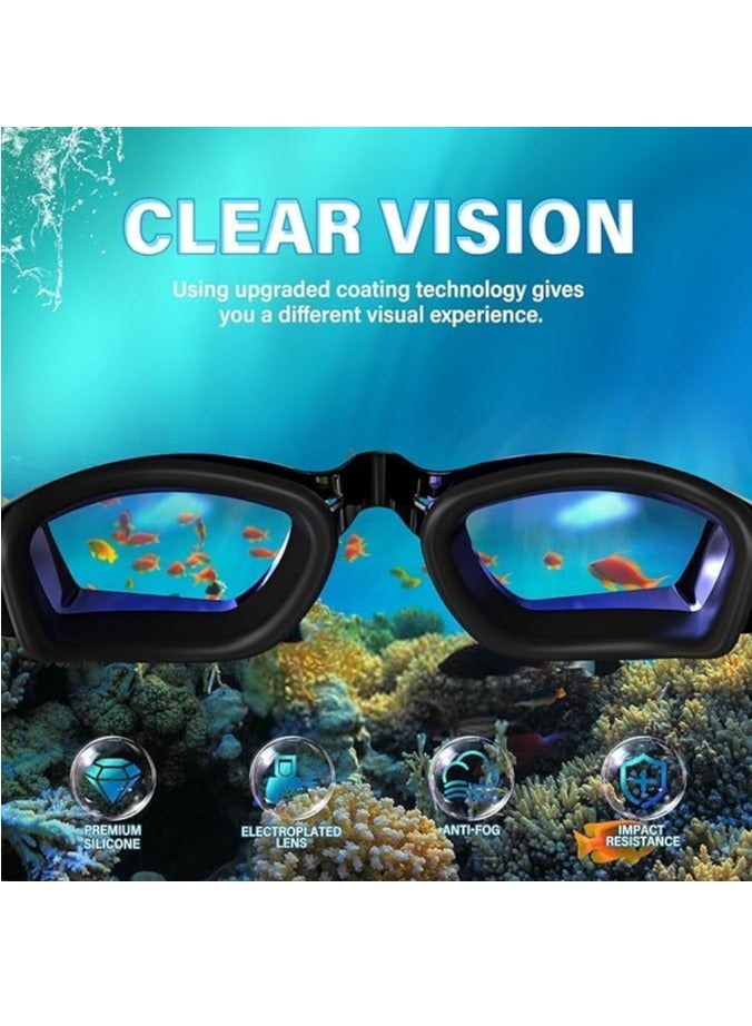 VUCATIN Swim Goggles Swim Cap Anti Fog Swimming Goggles with Clear Lens No Leak UV Protection with Earplugs (Black) - Image 4