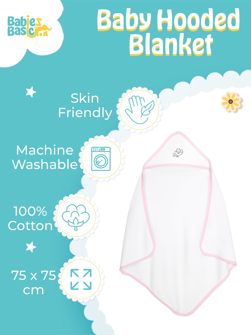 Babies Basic 100% Cotton Swaddle / Receiving Blanket for New Born, 75*75cm , Pink - Image 4