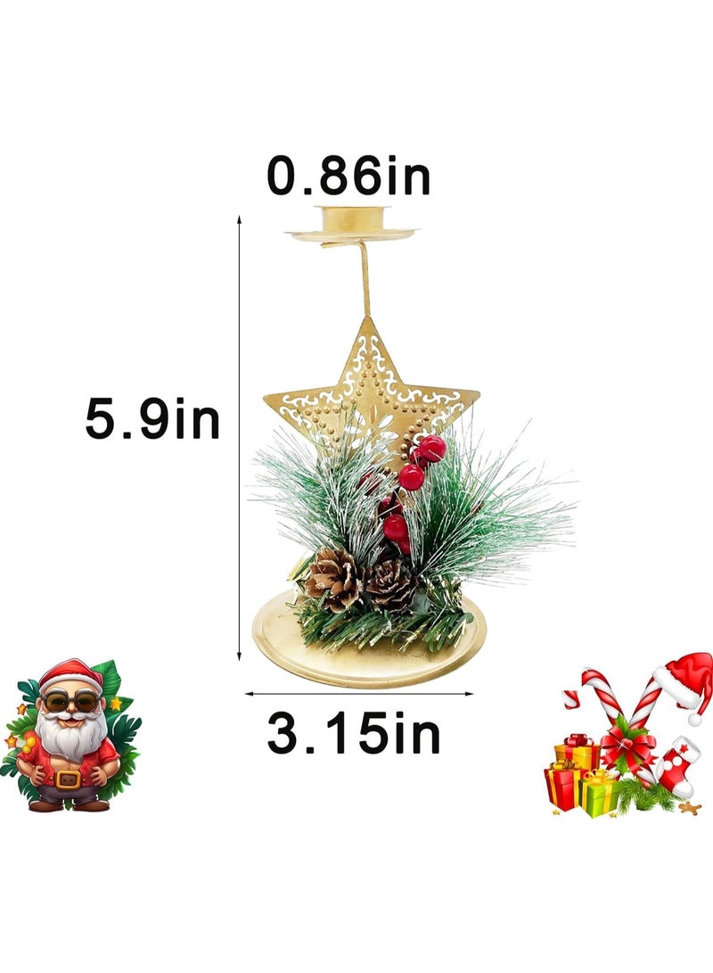 Christmas Candle Holder Candlestick Holder Candle Stick Holder Pentagram and Pine Cone Christmas Decoration Tree Pine Gift for Table Centerpiece Festive Ornaments Mantel Home Party Thanksgiving (1pcs) - Image 4