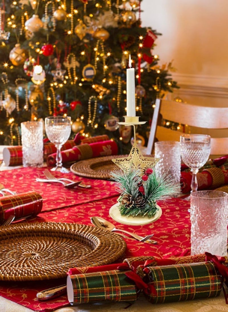 Christmas Candle Holder Candlestick Holder Candle Stick Holder Pentagram and Pine Cone Christmas Decoration Tree Pine Gift for Table Centerpiece Festive Ornaments Mantel Home Party Thanksgiving (1pcs) - Image 5
