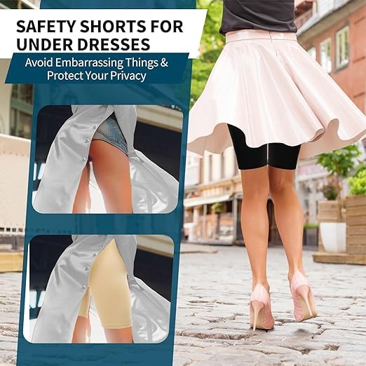Lilots Women's Seamless Shaping Under Dress Shorts | Lightweight & Stretchable Underwear Shapewear Shorties | Free Size | Fit to 30-38 Inch Cream - Image 5