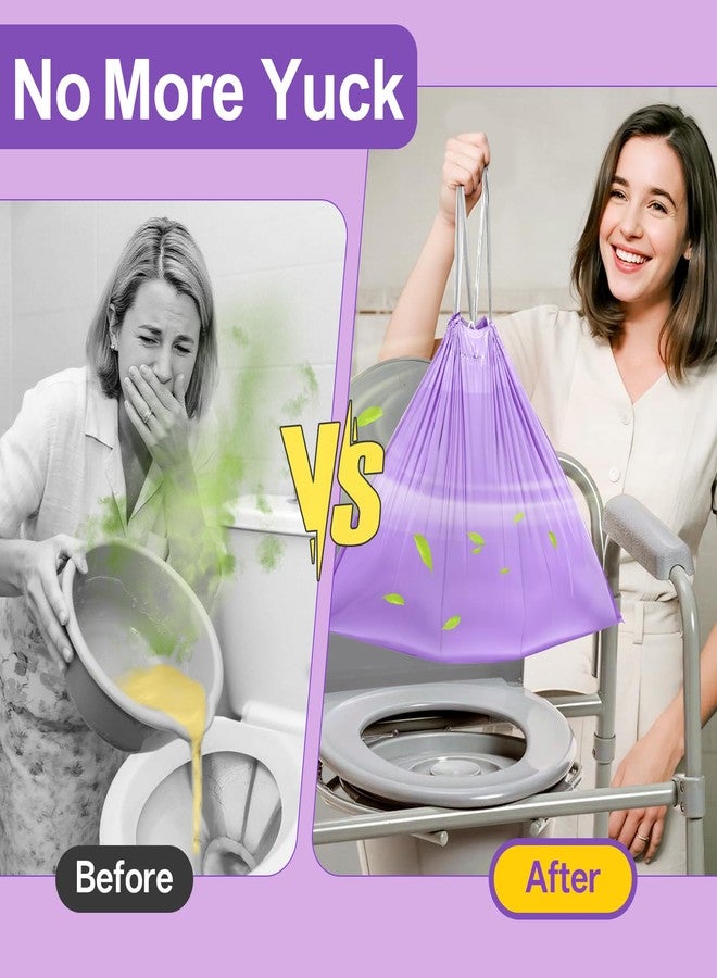 Qltytoy Commode Liners for Bedside Commode, Thickness Leakproof Disposable Portable Toilet Bags, Plant Scented Potty Liners, Potty Bags for Portable Toilet Fit All Standard Toilet Chair Bucket (100) - Image 4