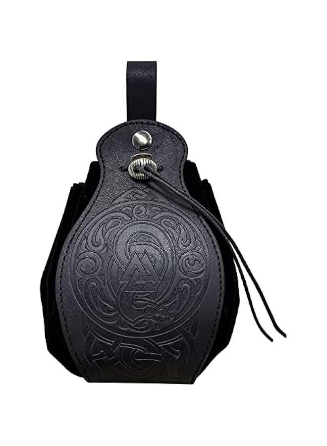 Medieval Faux Leather Pouch, Portable Drawstring Purse, Vintage Belt Pouch Dice Bag For LARP Ren Faire - Image 2