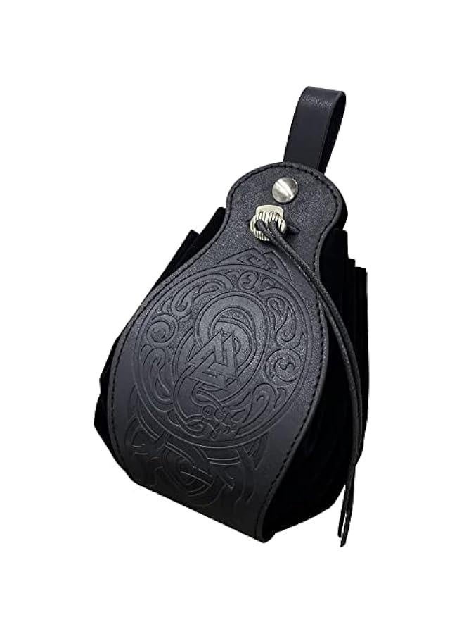 Medieval Faux Leather Pouch, Portable Drawstring Purse, Vintage Belt Pouch Dice Bag For LARP Ren Faire - Image 1