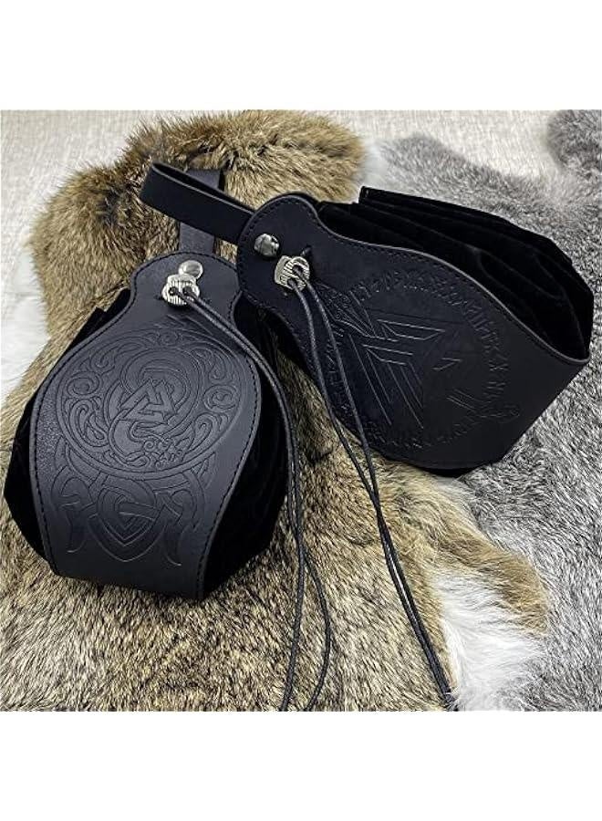 Medieval Faux Leather Pouch, Portable Drawstring Purse, Vintage Belt Pouch Dice Bag For LARP Ren Faire - Image 5