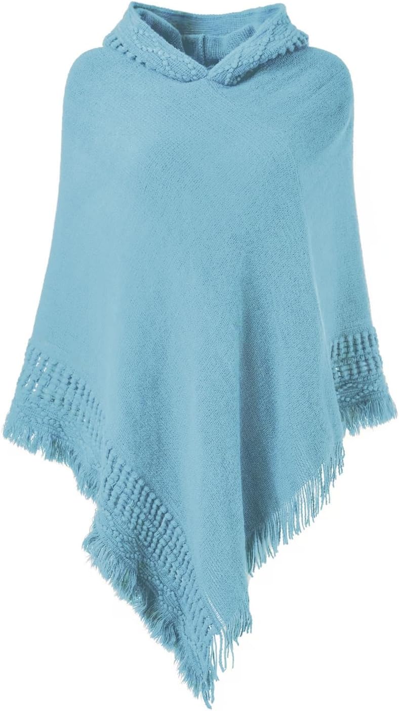 Ferand Ladies' Hooded Cape with Fringed Hem, Crochet Poncho Knitting Patterns for Women - Image 1