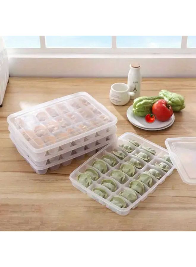 Transparent 21 Compartment Dumpling Freezer Container With Lid Large Wonton Organizer - Image 3