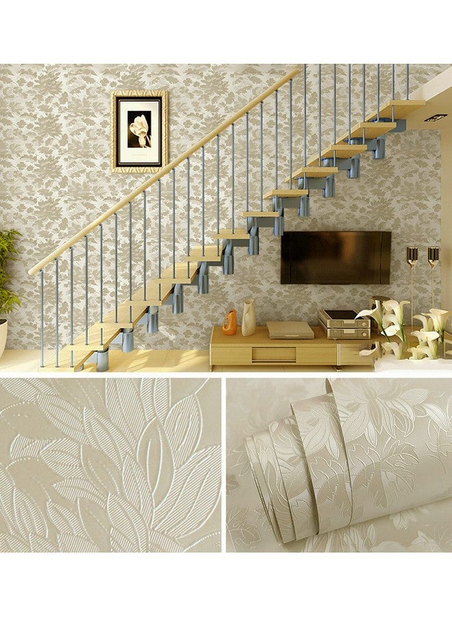 wolpin Wall Stickers Botanical Wallpaper ( 45 cms x 300 cms) Living Room, Bedroom, Textured Embossed Peony Roses Decal Floral Home Decoration, DIY Self Adhesive, White - Image 3