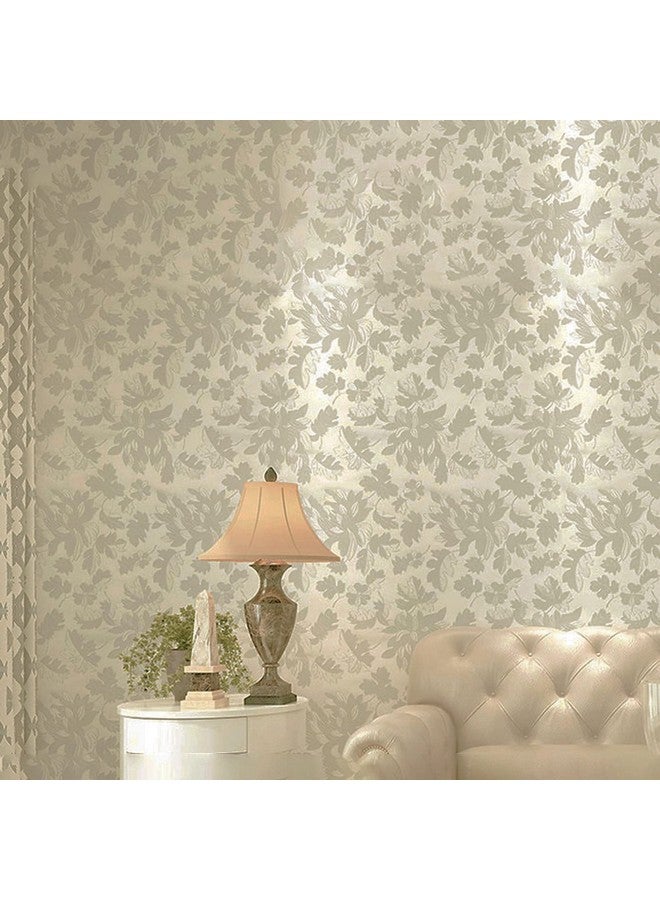 wolpin Wall Stickers Botanical Wallpaper ( 45 cms x 300 cms) Living Room, Bedroom, Textured Embossed Peony Roses Decal Floral Home Decoration, DIY Self Adhesive, White - Image 2