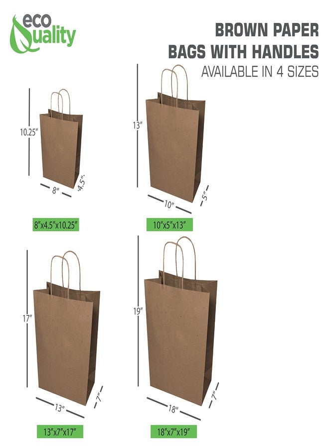 EcoQuality 18 x 7 x 19 Inch Kraft Paper Shopping Bags with Handle, 50 Pack - Image 4