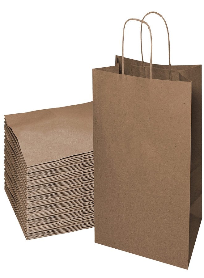 EcoQuality 18 x 7 x 19 Inch Kraft Paper Shopping Bags with Handle, 50 Pack - Image 1
