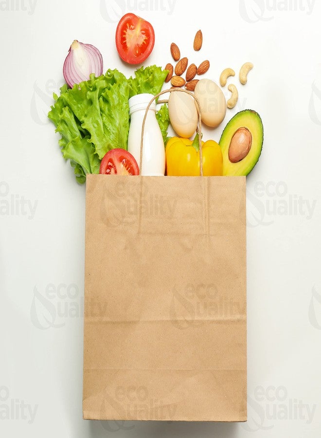 EcoQuality 18 x 7 x 19 Inch Kraft Paper Shopping Bags with Handle, 50 Pack - Image 5
