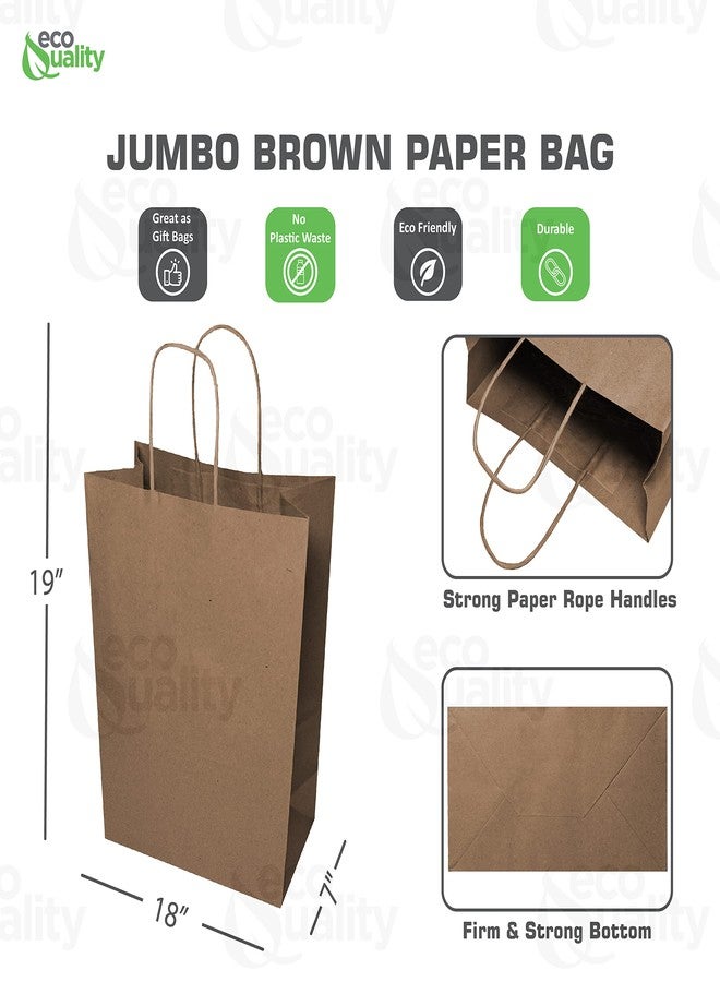 EcoQuality 18 x 7 x 19 Inch Kraft Paper Shopping Bags with Handle, 50 Pack - Image 3