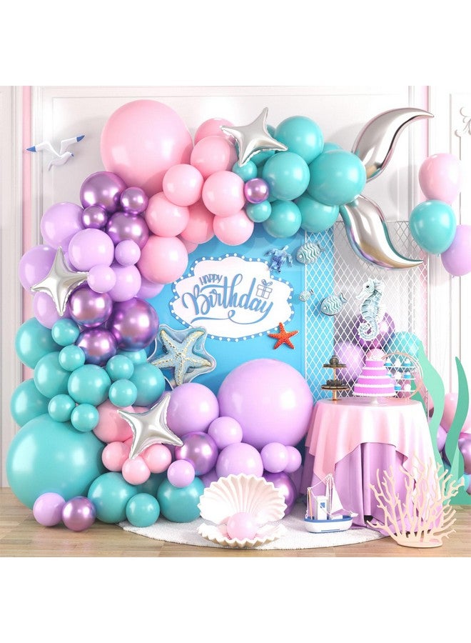 Biapian Mermaid Balloon Arch Kit, Pink Purple Mermaid Tail Arch Party Supplies with Star Tail Foil Balloons for Mermaid Theme Baby Shower Birthday Party Decorations - Image 1