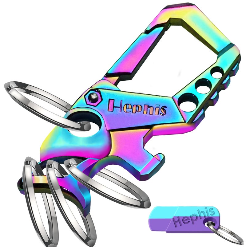 Hephis Skull Heavy Duty Key Chain Bottle Opener,Screwdriver,Unboxing tool,Can opener,Carabiner Car Key Chains for Men and Women(Multicolor) - Image 1