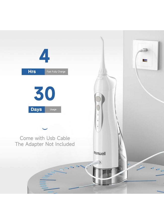Mornwell Osser Cordless Mornwell Water Flossers For Teeth 300Ml Tank And 4 Jet Tips 3 Modes Portable Dental Oral Irrigator Braces Care Rechargeable Waterproof Portable Water Flosser White  - Image 5