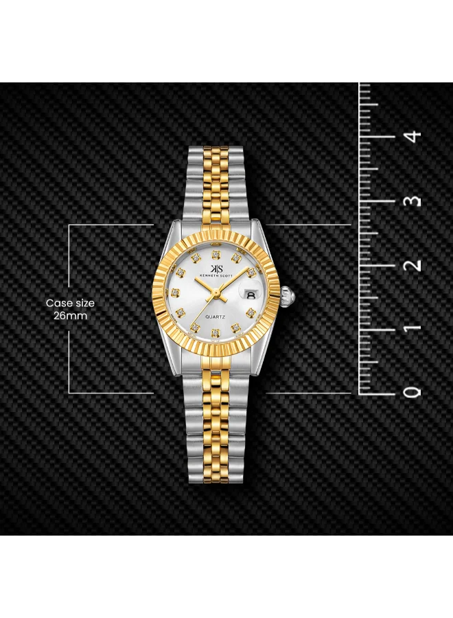KENNETH SCOTT Women's Stainless Steel Analog Watch K22536-TBTW - 26 mm