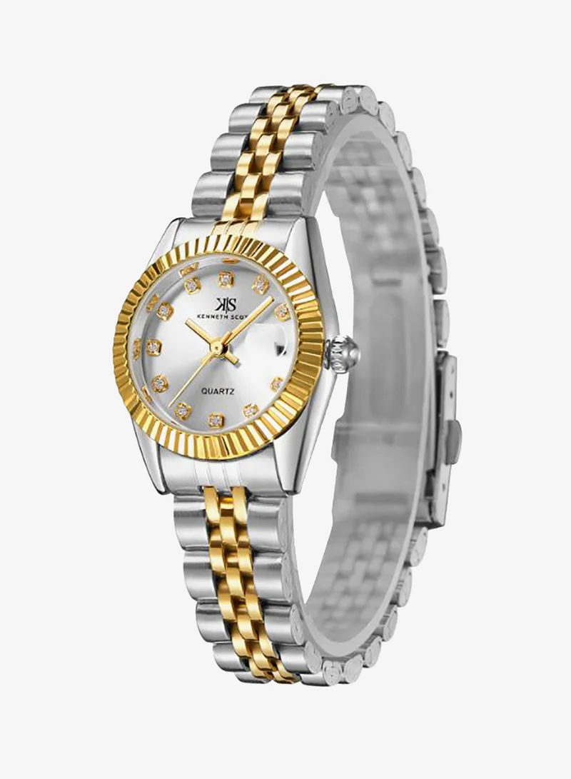 Kenneth Scott white Women's Stainless Steel Analog Watch K22536-TBTW - 26 mm for Women | Best Price UAE