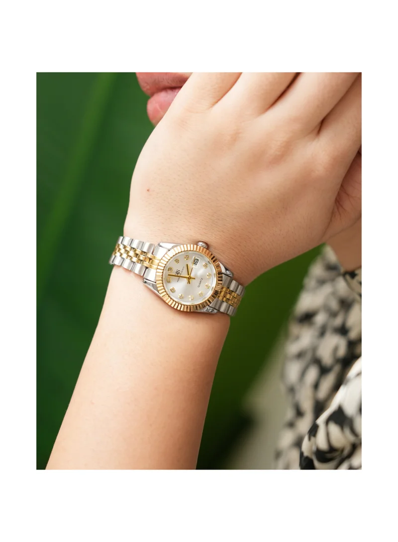 Kenneth Scott white Women's Stainless Steel Analog Watch K22536-TBTW - 26 mm for Women | Best Price UAE