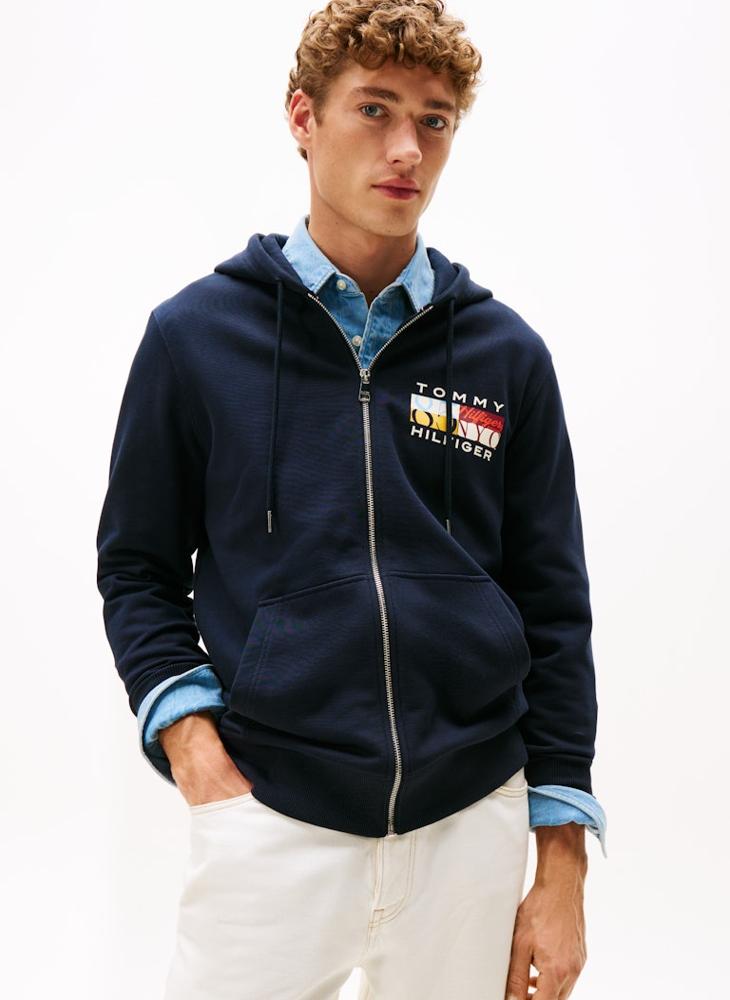 TOMMY HILFIGER Graphic Zip Through Hoodie - Image 1
