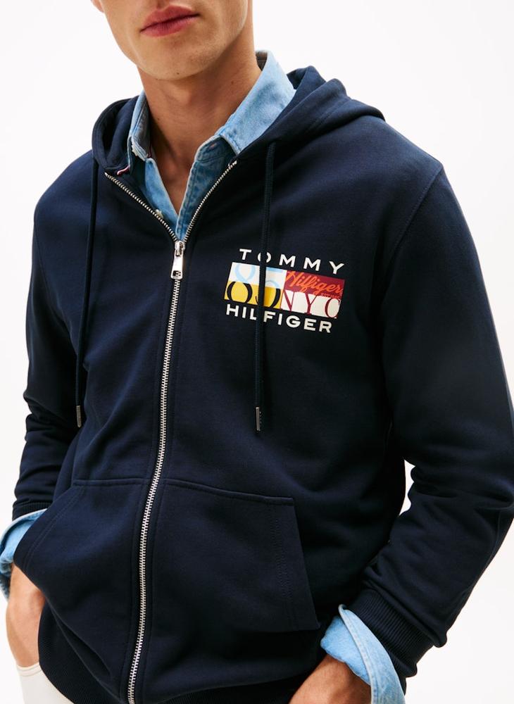 TOMMY HILFIGER Graphic Zip Through Hoodie - Image 3