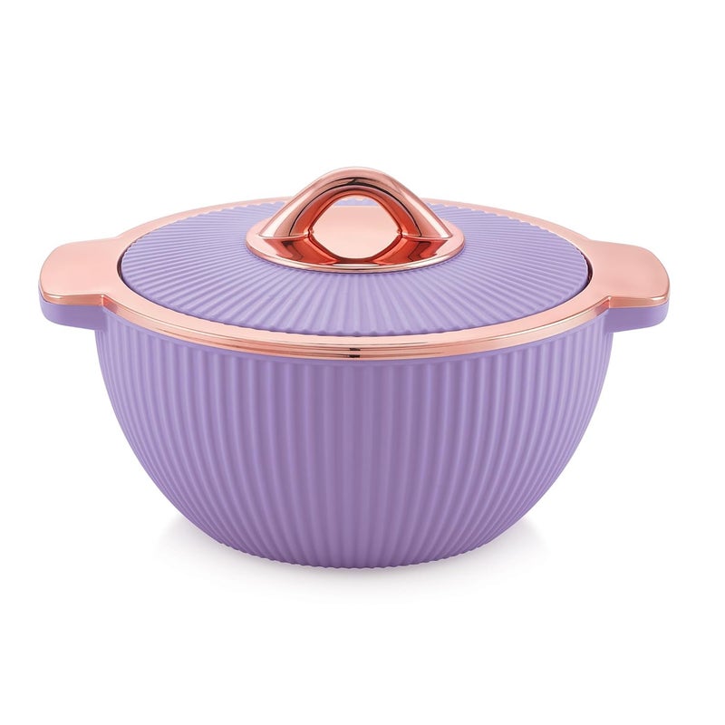 Liza Froyo Casserole 1 PC, Round PU Insulated Inner Stainless Steel Casserole with Lid & Metalizing Knob | BPA Free | Confident Grip Handle (FROYO 1450.) (Purple) - Image 1