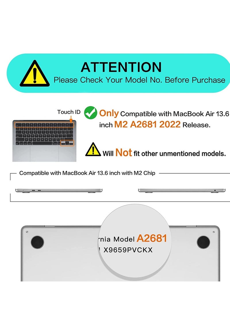جراب Etroon مناسب لجهاز MacBook Air M2 A2681Release (2022) غطاء جراب 13.6 بوصة أسود - Image 4