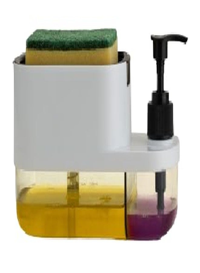 MOXWARE 3 in 1 Soap Pump Dispenser Dish Soap Liquid Dispenser Sponge Holder Dish Soap Pump Dispenser for Kitchen Sink Countertop Kitchen Bathroom (Multi-Color) - Image 1