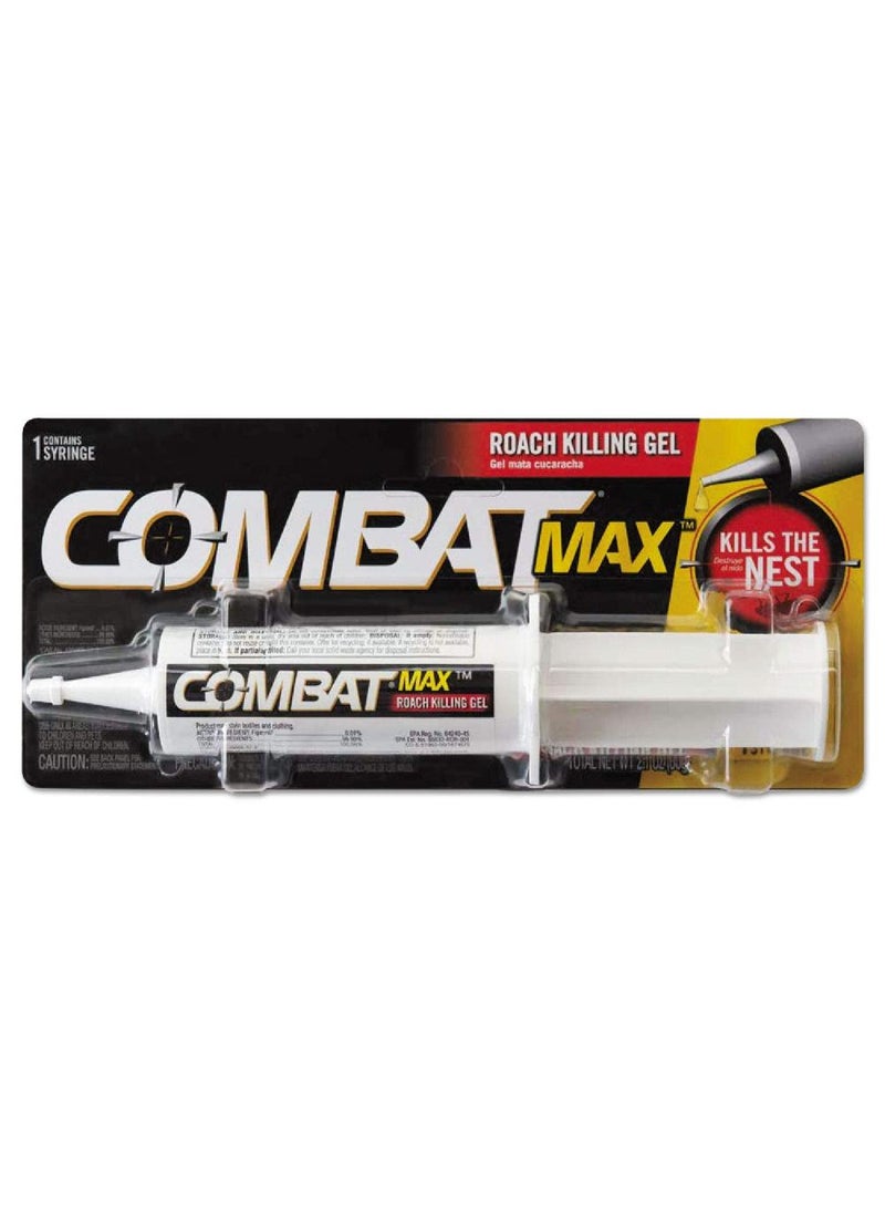 Combat Max Roach Killing Gel – Indoor Roach Killer Bait Gel for Small & Large Cockroaches, Fast-Acting Pest Control, 1 Syringe