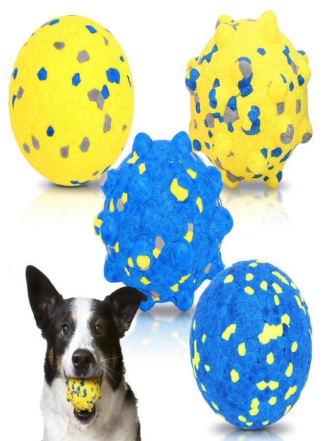 VINGVO Large Dog Balls Tennis Ball Toys 4 PCS Dogs Toys for Aggressive Chewers, 3" Teething Chew Toys Water Floating Ball Toy Bouncy Fetch Balls for Large Medium Small Dog and Puppies (4 Mix) - Image 1