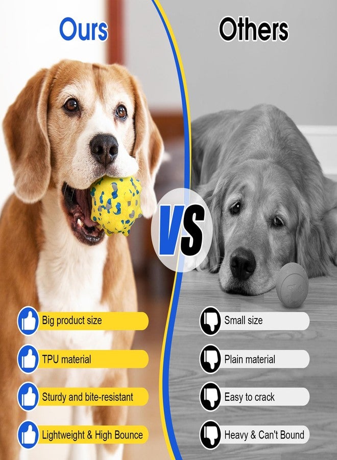 VINGVO Large Dog Balls Tennis Ball Toys 4 PCS Dogs Toys for Aggressive Chewers, 3" Teething Chew Toys Water Floating Ball Toy Bouncy Fetch Balls for Large Medium Small Dog and Puppies (4 Mix) - Image 3