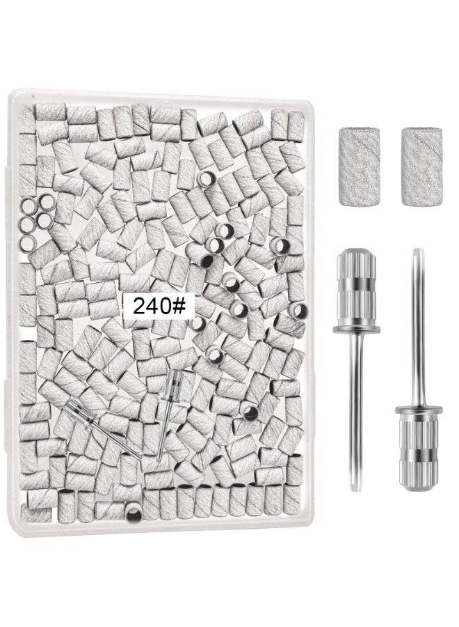 METEOROCK 240 Grit Sanding Bands for Nail Drill 200 Pcs Extra Fine Sanding Bands for Nail for Natural Nails Polishing and Shaping Nail Sanding Bands Nail Sanding Bands Set for Manicures Pedicures White - Image 2