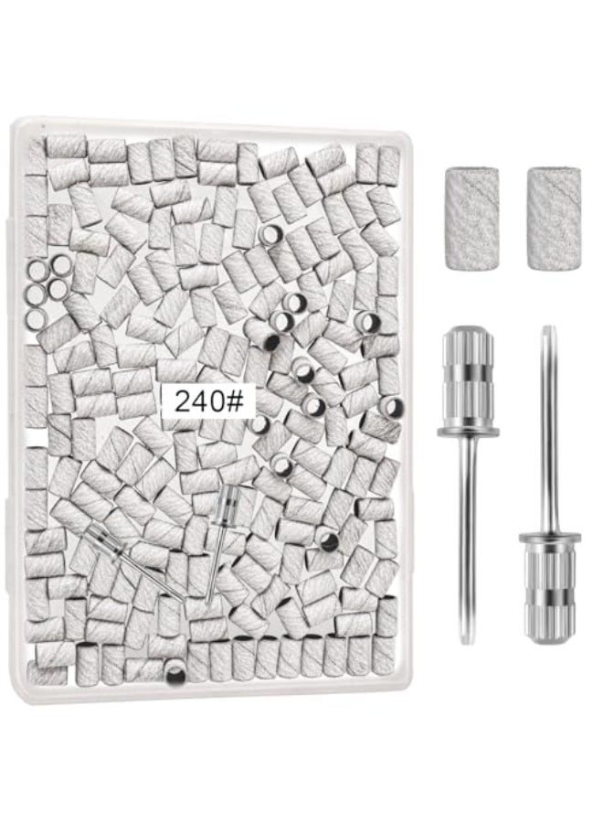 METEOROCK 240 Grit Sanding Bands for Nail Drill 200 Pcs Extra Fine Sanding Bands for Nail for Natural Nails Polishing and Shaping Nail Sanding Bands Nail Sanding Bands Set for Manicures Pedicures White - Image 1