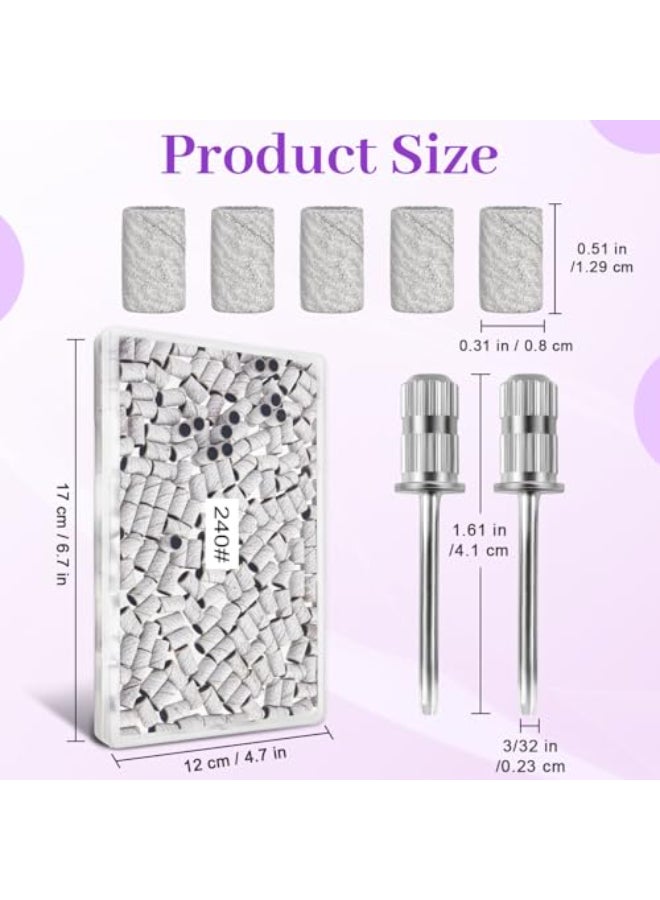 METEOROCK 240 Grit Sanding Bands for Nail Drill 200 Pcs Extra Fine Sanding Bands for Nail for Natural Nails Polishing and Shaping Nail Sanding Bands Nail Sanding Bands Set for Manicures Pedicures White - Image 3