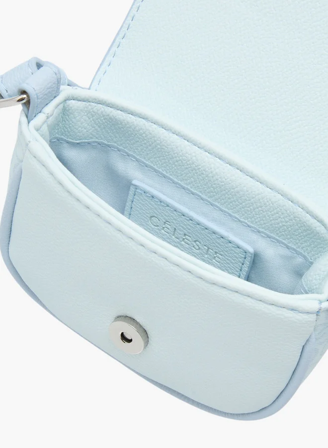 Celeste Monogram Print Crossbody Bag with Adjustable Strap and Flap Button Closure