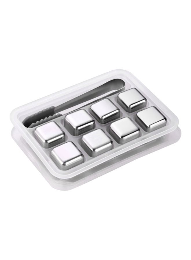 NIBEMINENT 10-Piece Reusable Stainless Steel Ice Cube Mold With Tong Set Silver - Image 1