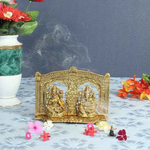 Lavanaya Silver Presents - Gold Plated Laxmi Ganesh Idol (22 cm X 5 cm X 15 cm) - Perfect Diwali, Wedding, Anniversary, and Housewarming Gift with Velvet Box Included - Image 2