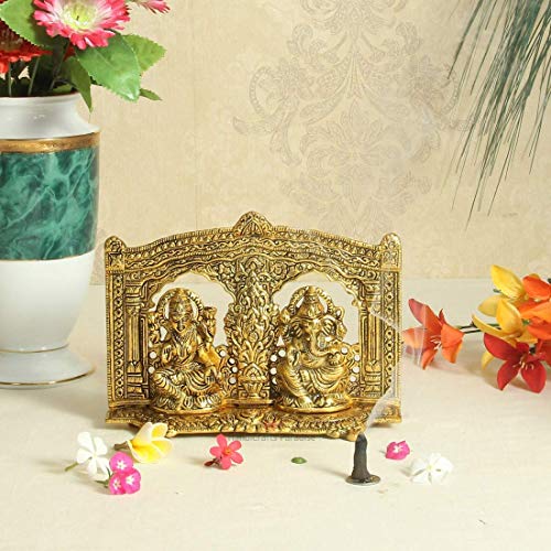 Lavanaya Silver Presents - Gold Plated Laxmi Ganesh Idol (22 cm X 5 cm X 15 cm) - Perfect Diwali, Wedding, Anniversary, and Housewarming Gift with Velvet Box Included - Image 3