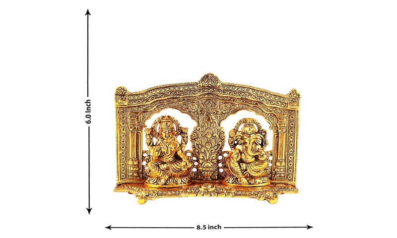 Lavanaya Silver Presents - Gold Plated Laxmi Ganesh Idol (22 cm X 5 cm X 15 cm) - Perfect Diwali, Wedding, Anniversary, and Housewarming Gift with Velvet Box Included - Image 5