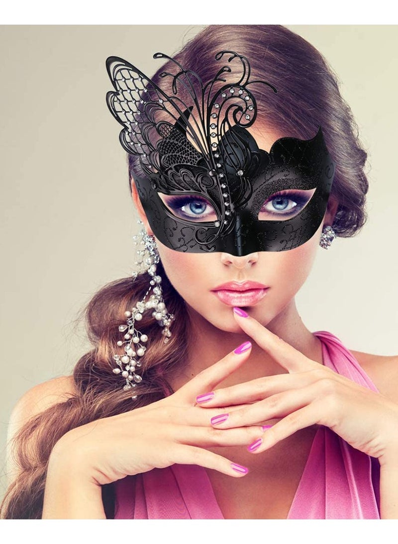 Venetian Mardi Gras Halloween Party Masks Evening Prom Mask Costume Accessory Masquerade Mask for Women(Black) - Image 2