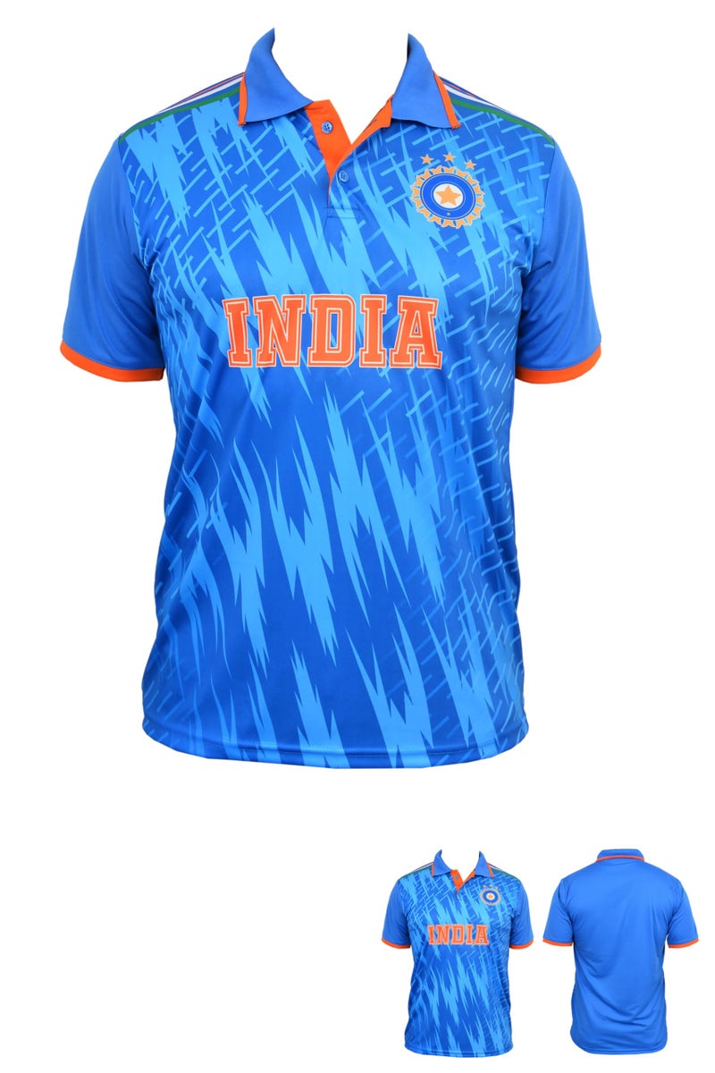 SLYK India Cricket Team Supporter Jersey, Sports Polo T-Shirt for Kids to Adult - Unisex (M, Blue) - Image 5