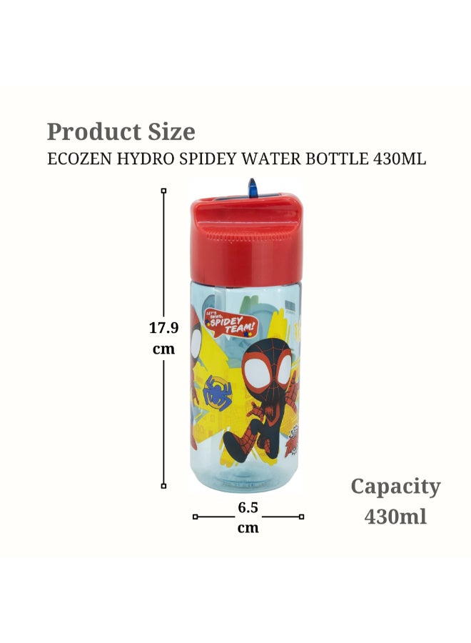 Stor Marvel Spidey Ecozen Hydro Water Bottle for Kids – 430ml BPA-Free Reusable Leak-Proof Drinking Bottle with Flip-Top Lid, Lightweight Durable School Sports Travel Bottle for Boys & Girls - Image 3