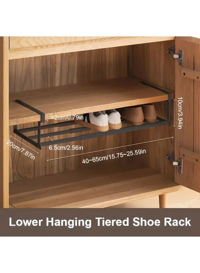 White Expandable Adjustable Shoe Rack Space Saving Under Cabinet Storage - Image 3