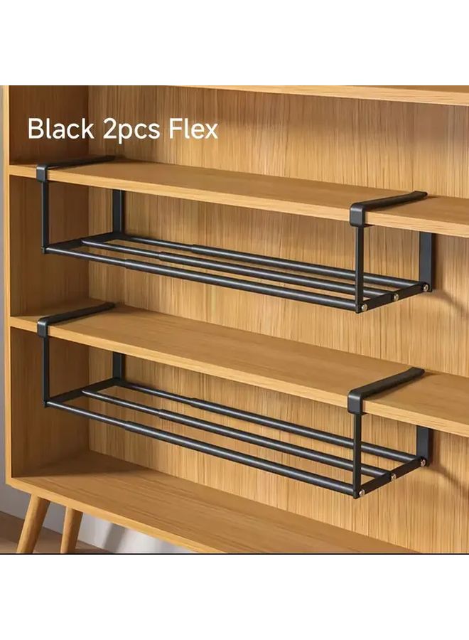 White Expandable Adjustable Shoe Rack Space Saving Under Cabinet Storage - Image 1