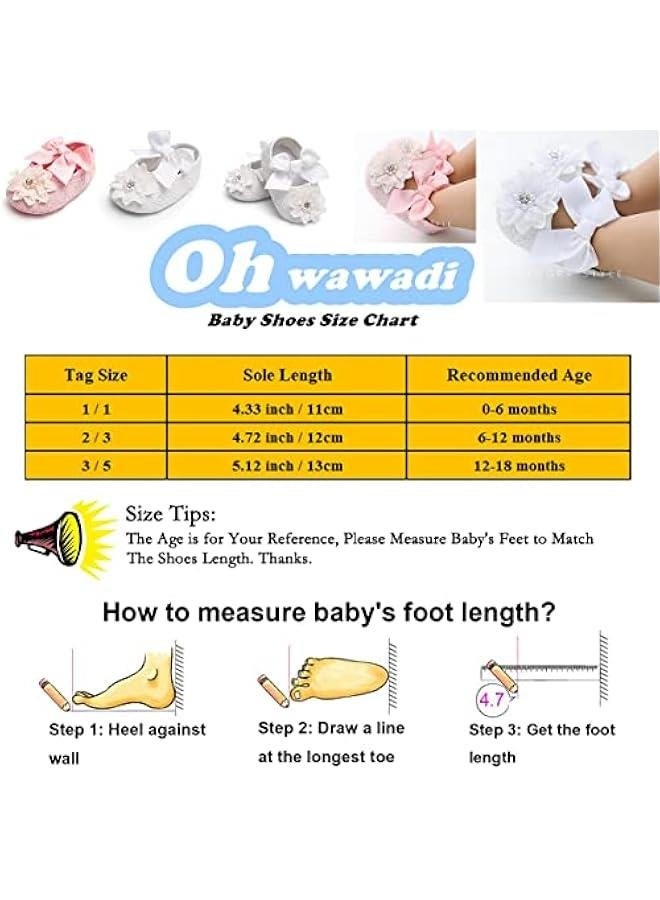Infant Baby Girl Shoes Baby Mary Jane Flats Princess Wedding Dress Shoes Crib Shoe for Newborns, Infants, Babies, and Toddlers - Image 3