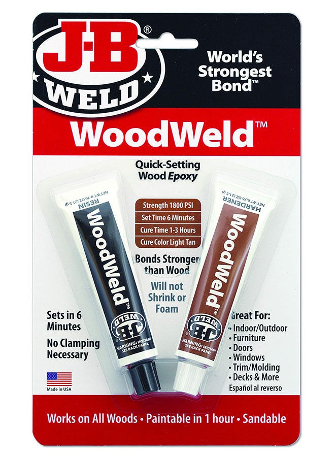 J-B WELD لاصق إيبوكسي سريع التثبيت للخشب من J-B Weld 8251 Woodweld - 1.52 أونصة. 