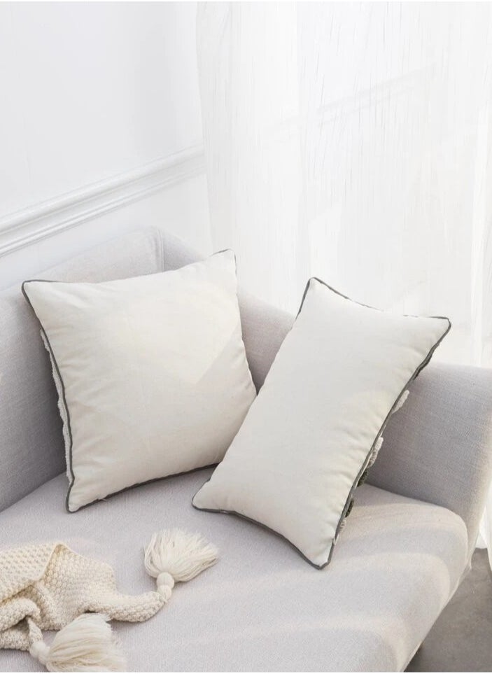 AL-HRAER - One Piece Of Embroidered Cotton Cushion Cover with Bohemian Embroidered And Furry Patterns Soft And Elegant And Modern Feeling Without Filling - Image 1
