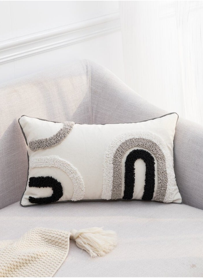 AL-HRAER - One Piece Of Embroidered Cotton Cushion Cover with Bohemian Embroidered And Furry Patterns Soft And Elegant And Modern Feeling Without Filling - Image 1